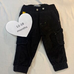OVS - Stylish Black Kids Cargo Pants with Yellow Details
